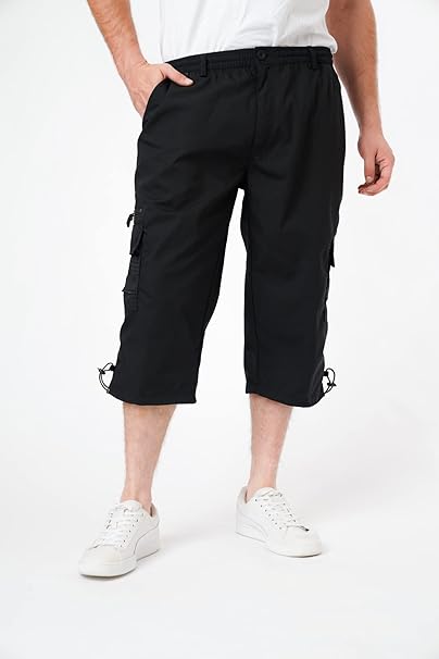 Mens Cargo 3/4 Shorts Lightweight Elasticated Cargo 3Quater Shorts