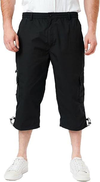 Mens Cargo 3/4 Shorts Lightweight Elasticated Cargo 3Quater Shorts