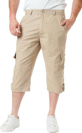 Mens Cargo 3/4 Shorts Lightweight Elasticated Cargo 3Quater Shorts