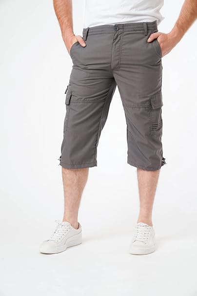 Mens Cargo 3/4 Shorts Lightweight Elasticated Cargo 3Quater Shorts