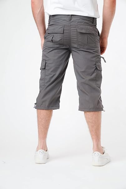 Mens Cargo 3/4 Shorts Lightweight Elasticated Cargo 3Quater Shorts