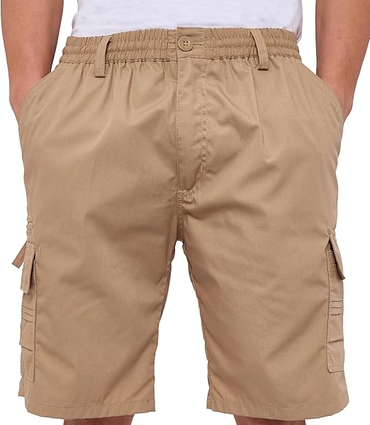 Mens Cargo Shorts Lightweight Elasticated Cargo Shorts