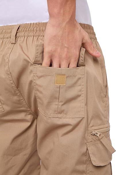 Mens Cargo Shorts Lightweight Elasticated Cargo Shorts