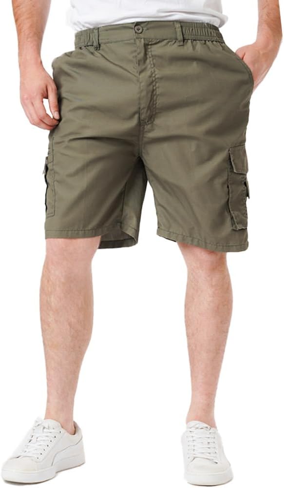 Mens Cargo Shorts Lightweight Elasticated Cargo Shorts